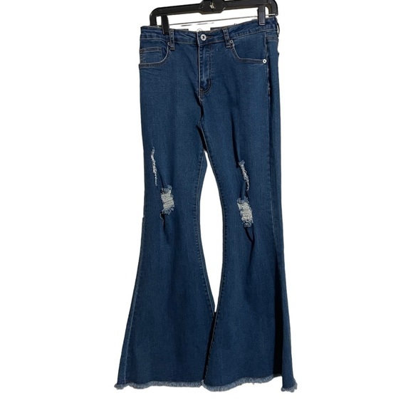 Umgee distress denim flare jeans NWT size 5 (30) - Picture 1 of 9